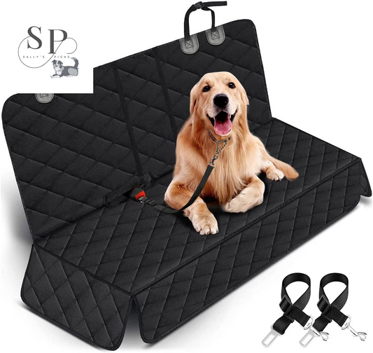Waterproof Dog Car Seat Cover – Back Seat Protector with Armrest Fit, Non-Slip & Machine Washable, for Cars, Trucks & SUVs – Black