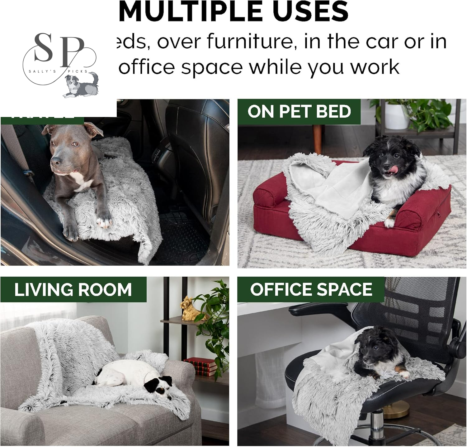 Waterproof Calming Dog & Cat Blanket – Reversible Faux Fur & Velvet Throw, Washable, Extra Large (60"x50") – Mist Gray