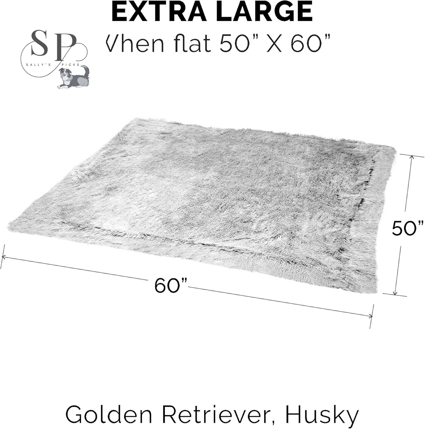 Waterproof Calming Dog & Cat Blanket – Reversible Faux Fur & Velvet Throw, Washable, Extra Large (60"x50") – Mist Gray