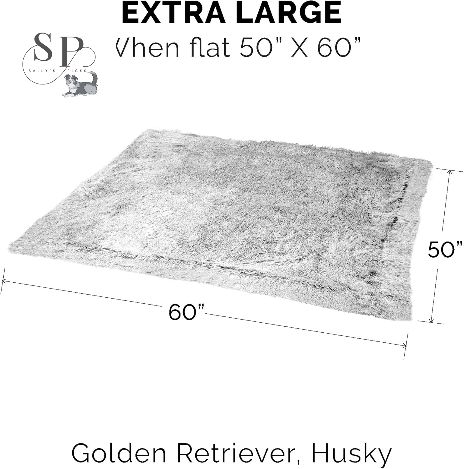 Waterproof Calming Dog & Cat Blanket – Reversible Faux Fur & Velvet Throw, Washable, Extra Large (60"x50") – Mist Gray