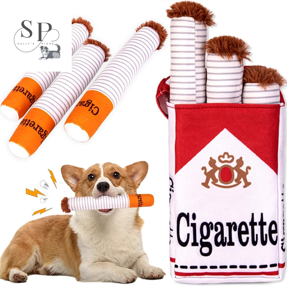 Creative Squeaky Dog Toy - 3-Pack Cigarette Design for Fun Chewing and Play