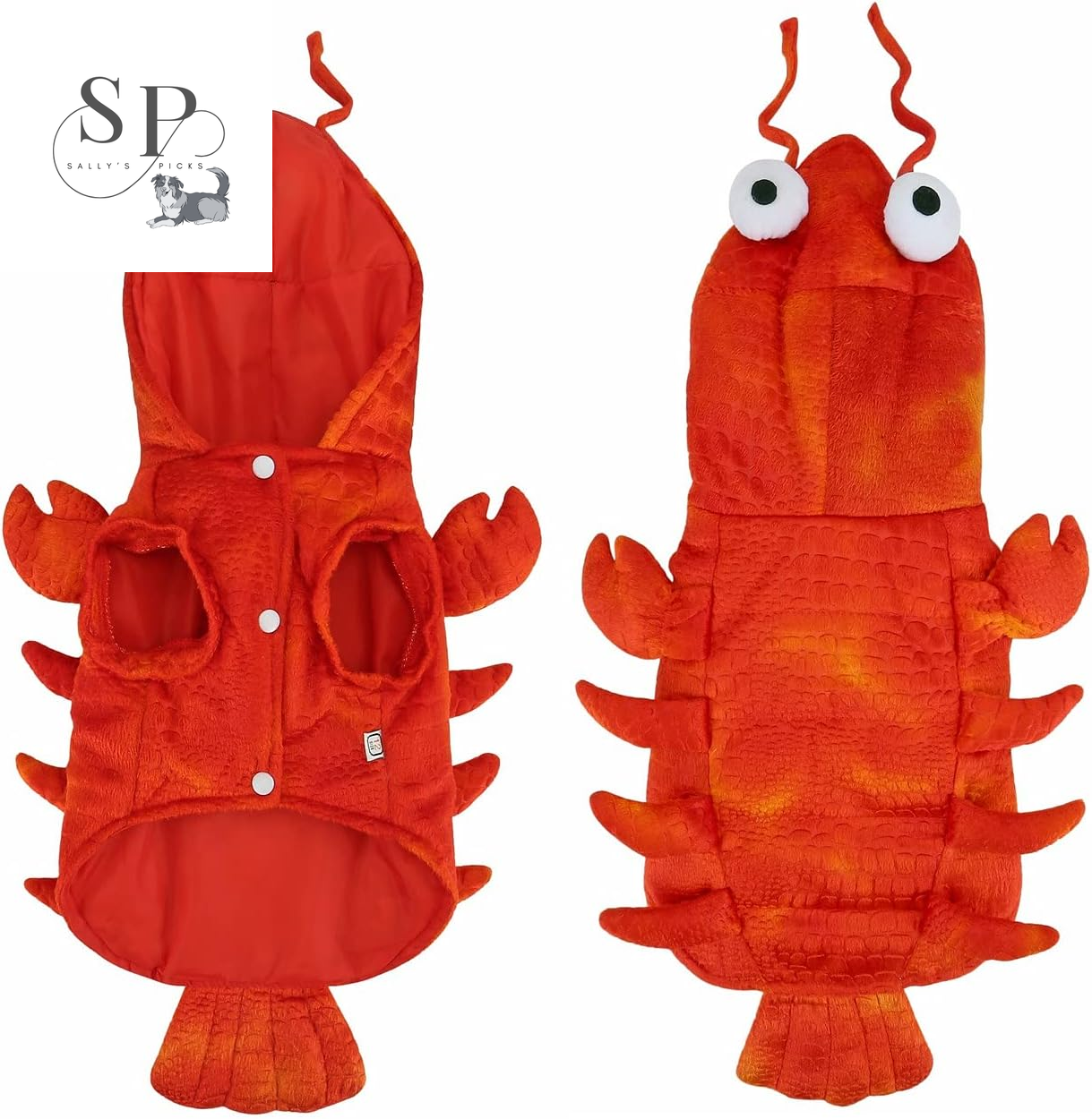 Dog Lobster Costume – Funny Pet Halloween & Christmas Cosplay Hoodie for Dogs & Cats, Soft Velvet Fleece, Easy Snap-On, Warm Winter Outfit