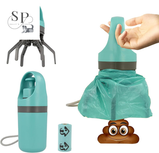 Portable Dog Pooper Scooper – No-Touch Pet Waste Picker with Built-in Bag Dispenser, Leak-Proof Storage Container & 15 Bags, Compact & Easy Carry for Small, Medium, Large Dogs