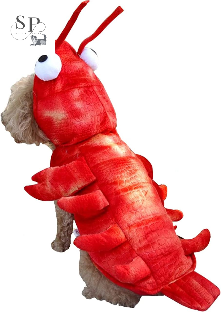Dog Lobster Costume – Funny Pet Halloween & Christmas Cosplay Hoodie for Dogs & Cats, Soft Velvet Fleece, Easy Snap-On, Warm Winter Outfit